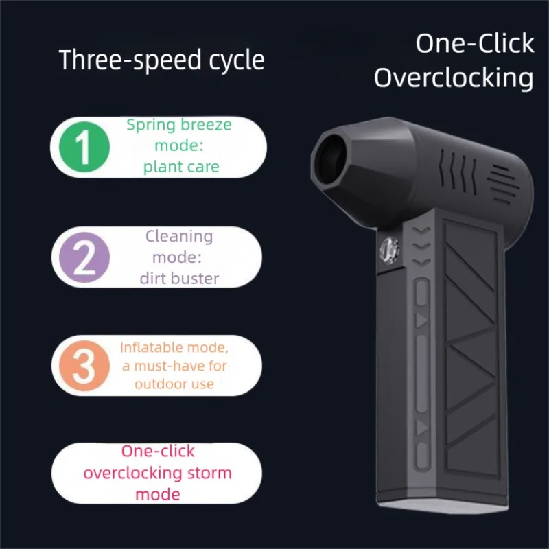 High-Speed Brushless Turbo Fan Mini Portable Handheld Wireless Hairdryer Compact Hairdr for Outdoor Camping