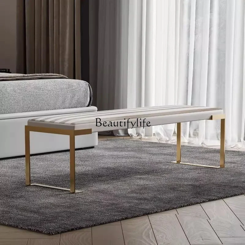 05-*Italian minimalist end stool light luxury high-end bedroom extremely narrow cloakroom shoe changing stool in front of the be