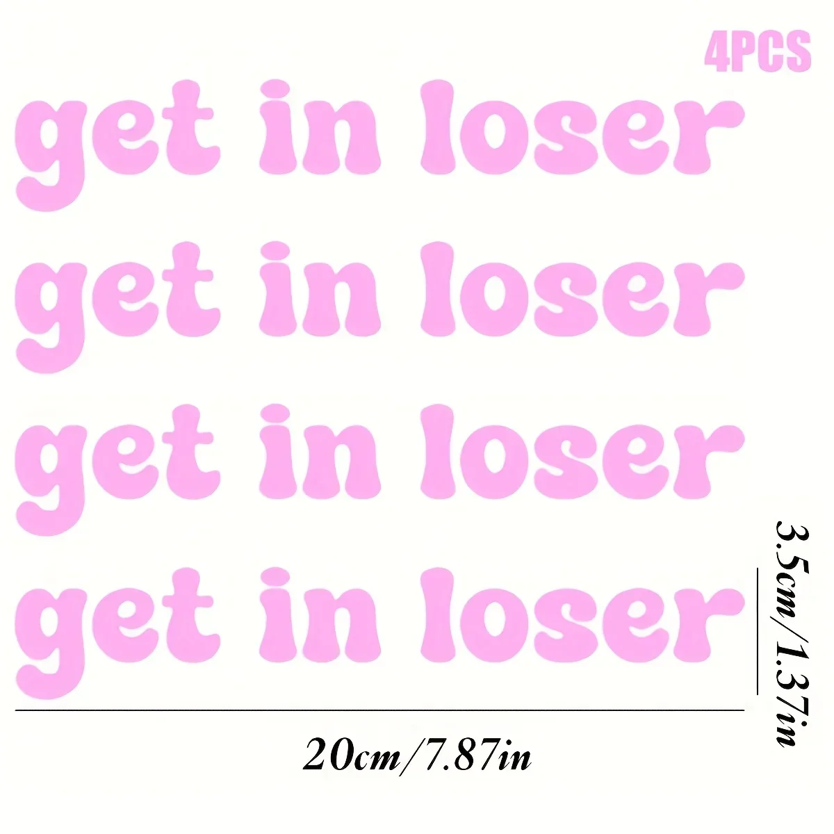 

4 шт./компл. наклейка «Get in Loser» для автомобиля и мотоцикла, забавная наклейка с дизайном фразы для стайлинга и настройки автомобиля