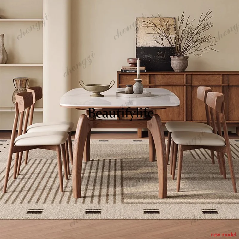 h178Salon cuisine Table à manger chaises bois Restaurant Table à manger moderne marbre bureau concepteur Mesa meubles commerciau