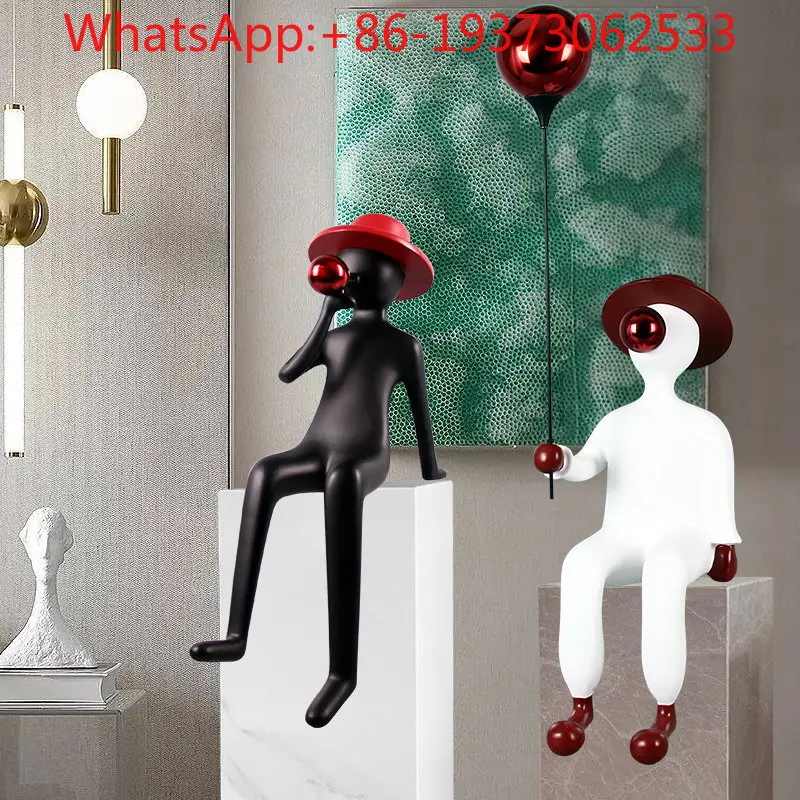 Modern Light Luxury Abstract Bubble Blowing Figure Sculpture Decoration Model Room Study Entrance Ornament