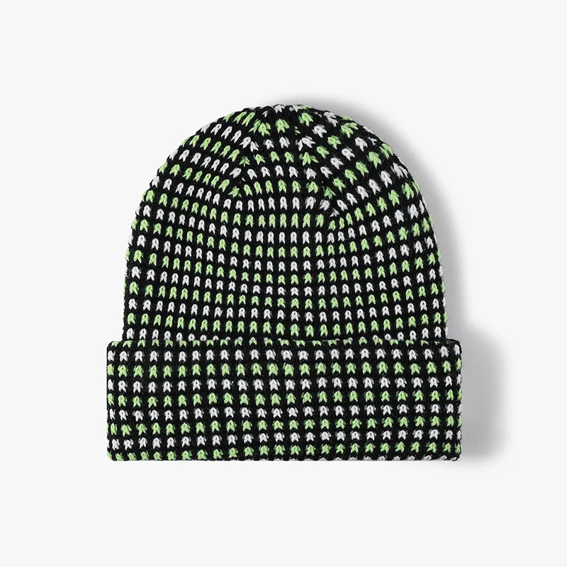 Autumn and winter solid color waffle knitted hat men's and women's acrylic thickened thermal ear protector wool hat