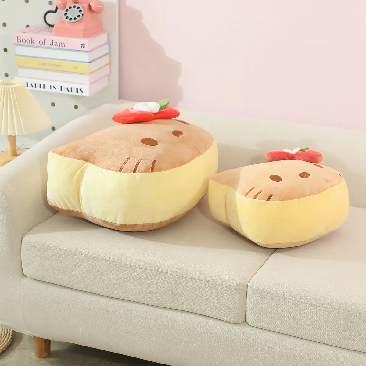 산리오 빵 헬로 키티 플러시 장난감 헬로 키티 베개 박제 애니메이션 키티 고양이 플러시 장난감 소파 침대 뒤 쿠션 소녀 선물