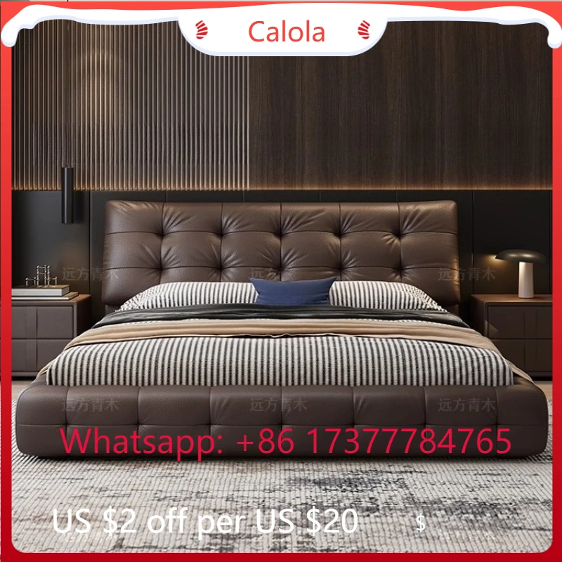 King Queen Double Size Composite Leather Bed Frame Bedroom Furniture