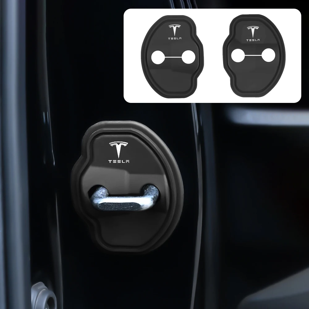 

2/4pcs Car Silicone Door Lock Cover Protective Stickers Accessory For Tesla Model 3 Model S X Model Y Roadster SpaceX Cybertruck