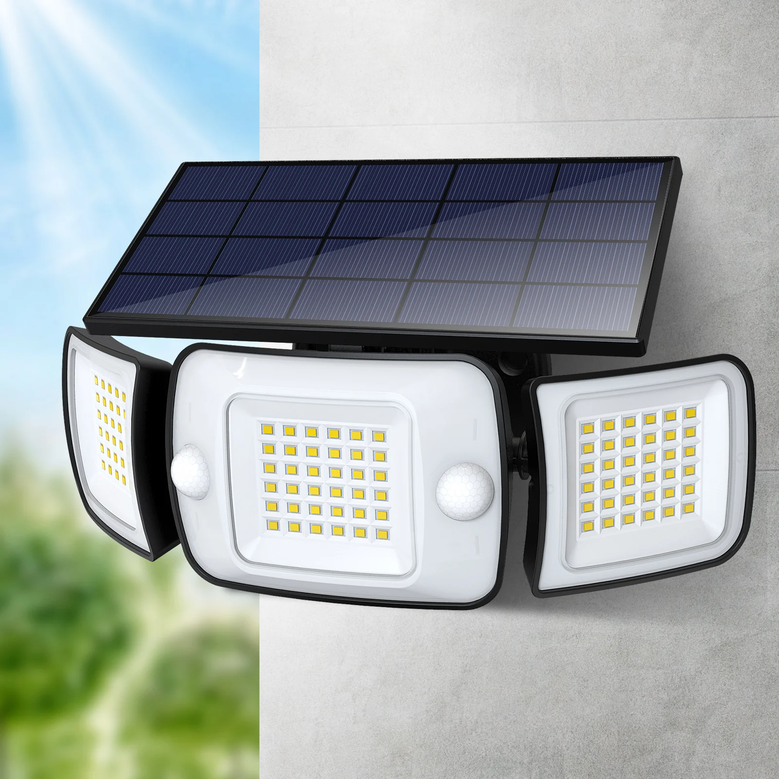 Capteur de mouvement extérieur de lumière solaire longue durée de vie applique murale super brillante lampadaires imperméables, jardins, cours, routes, garages, st
