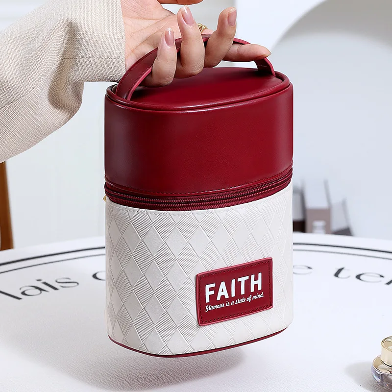 Bolsa de armazenamento de cosméticos à prova d'água PU com bolsa de higiene multifuncional portátil de grande capacidade para viagem atacado