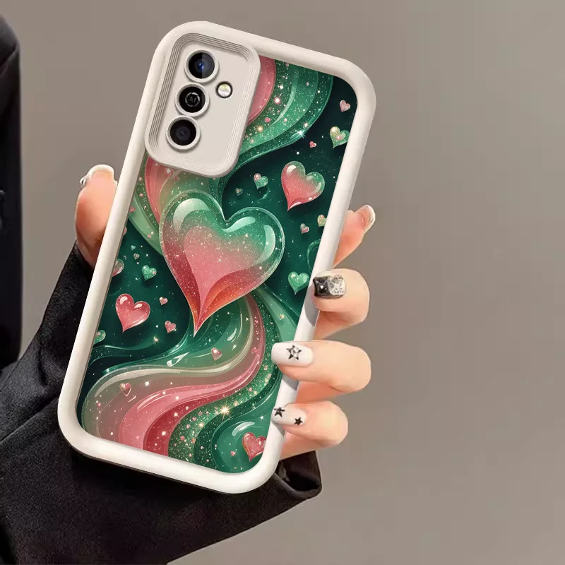 Stylish Colorful Crystal Heart Pattern Phone Case for Samsung Galaxy A55 A54 A53 A52 A71 A51 A06 A16 A36 A14 5G Soft Cover Shell