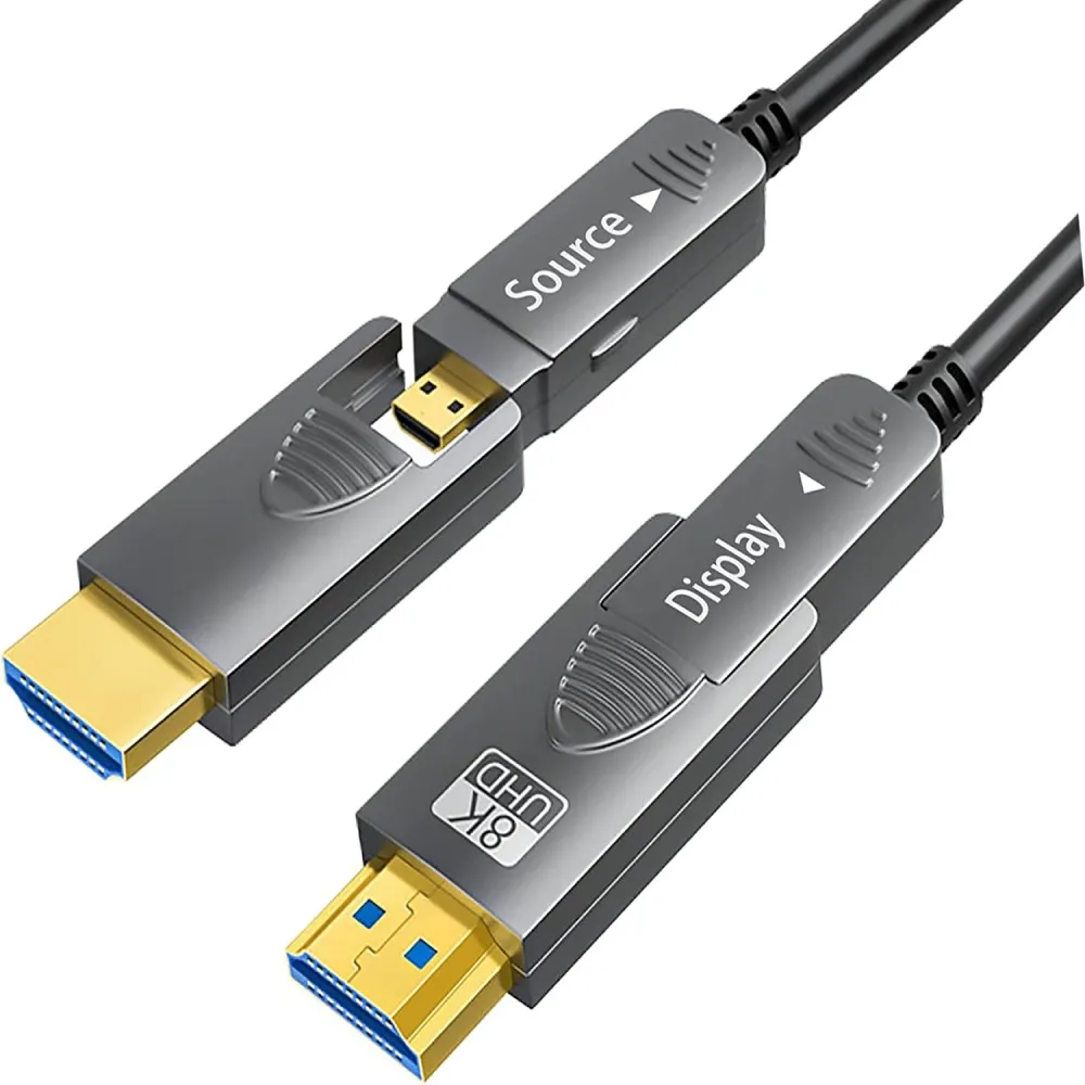 Kabel światłowodowy 8K HDMI 2.1 odłączany podwójny Micro HDMI 8K kabel HD HDR eARC,48Gbps, 8K @ 60Hz,4K @ 120Hz 3m-50m dla RTX 3090/3080