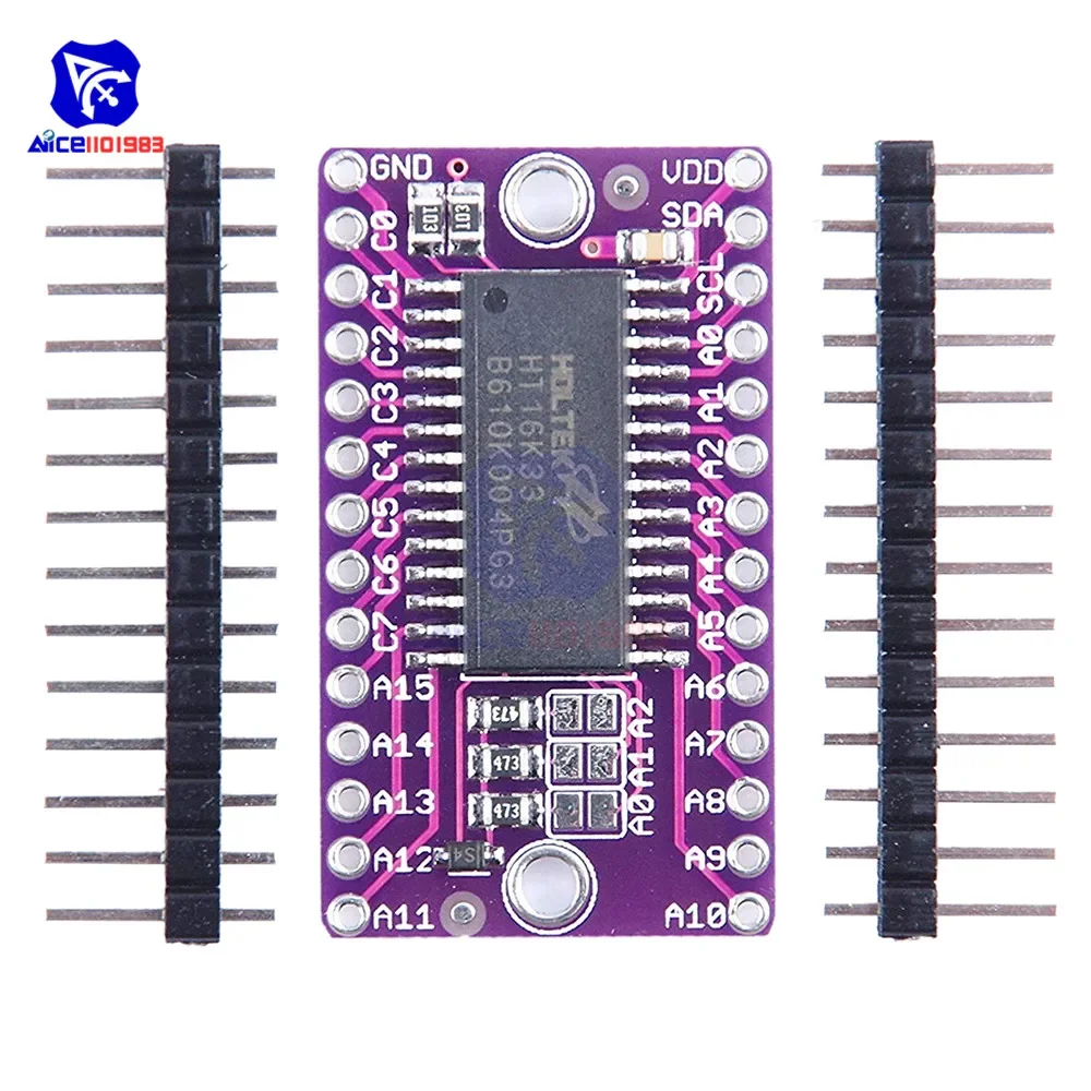 diymore HT16K33 16x8 LED Dot Matrix Drive Control Module Digital Tube Driver Development Board for Arduino