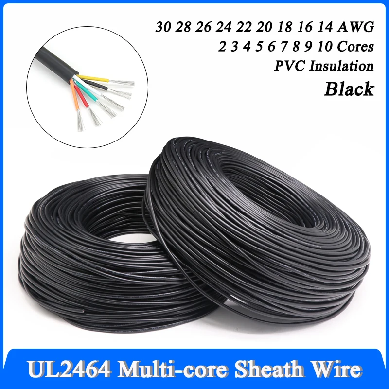 2-10M UL2464 Multi-core Sheath Wire 30-14AWG 10 9 8 7 6 5 4 3 2 Cores Channel Audio Insulated Copper Cable Signal Control Wire