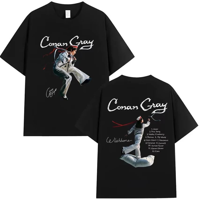 Conan Gray Wishbone World Tour 2026 T Shirt Men's Vintage High Quality Fashion T-shirt Women Hip Hop Short Sleeve Cotton T Shirt