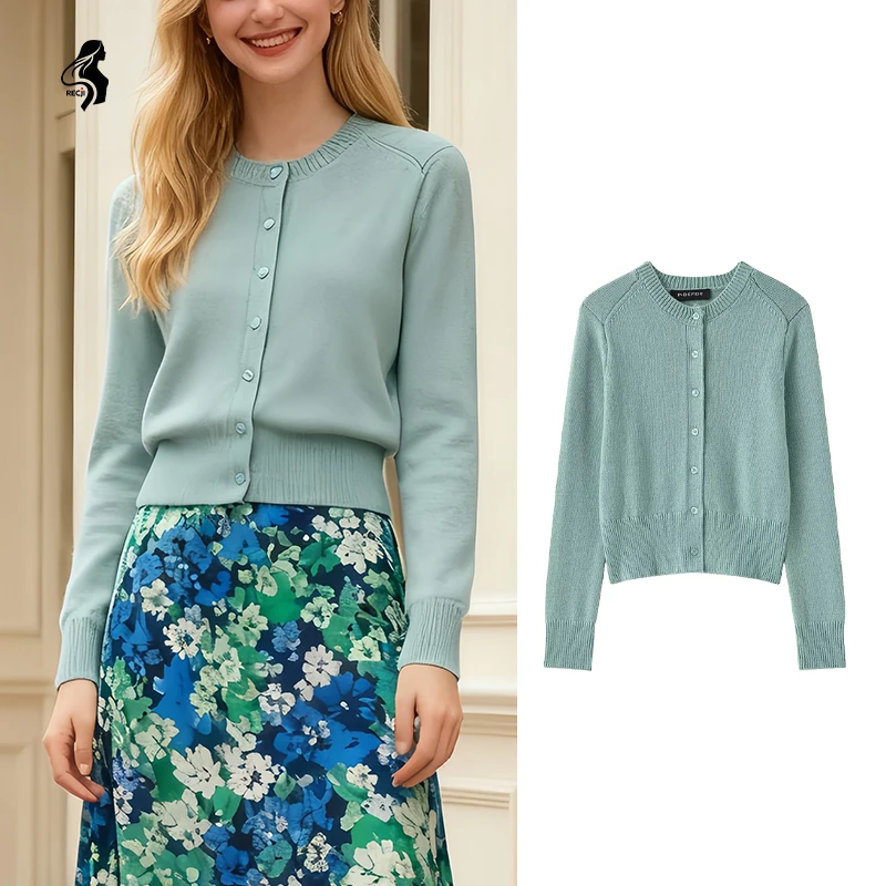 

Womens Knitted Cardigan Round Neck Long Sleeves Casual Short Knitted Cardigan A Must Have Cardigan For Spring And Autumn