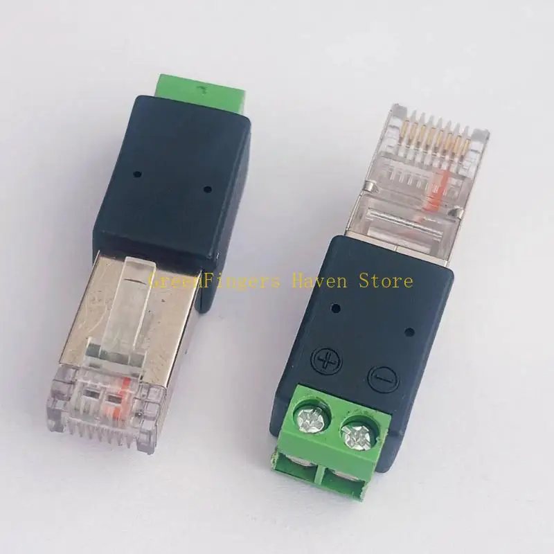 F68D 4Pcs Crystal Head Rj45 Male to 485 2Pin Terminals Adapters Networks Connector