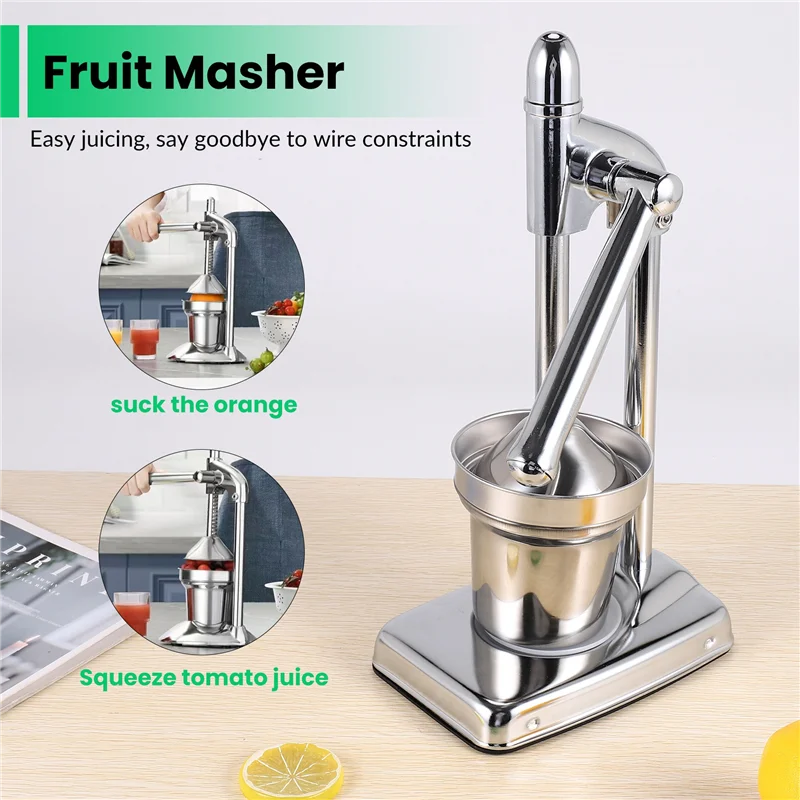 

A62K-Manual Press Stainless Steel Fruit Juicer Handheld Vegetable Fruit Orange Juice Maker Blender Juice Making Cup Kitchen Gadg
