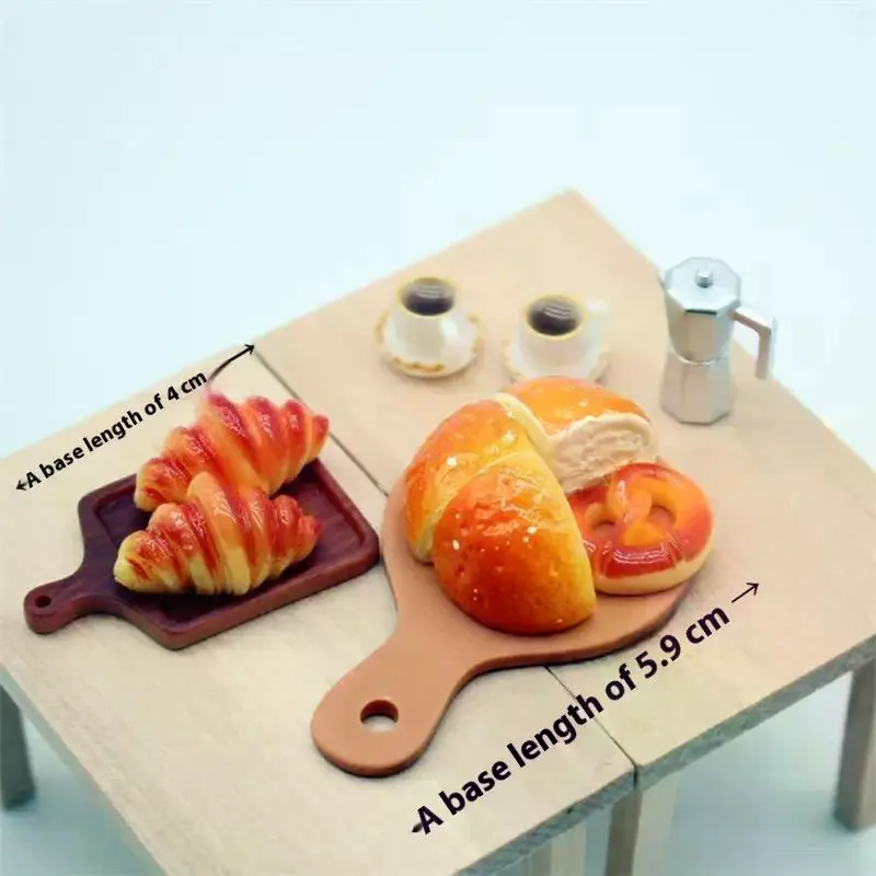 Ornaments Kids Kitchen Pretend Play Toy DIY Accessory Gifts Cute Dollhouse Miniatures Coffee Bread Breakfast 11-Piece Set Model