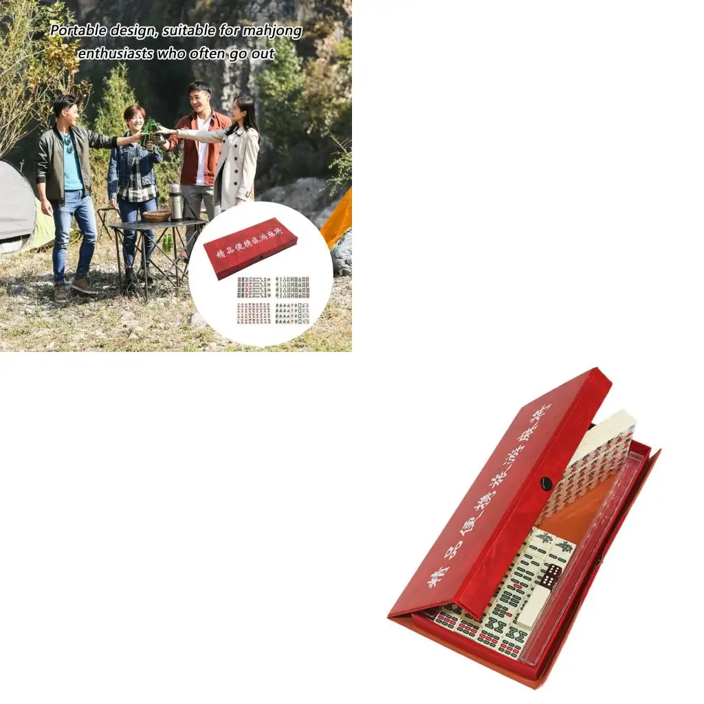 

Light Weight Travel Mahjong Game Set Mini Size Portable Case Includes 4 Tile Organizers For Parties Travel Use