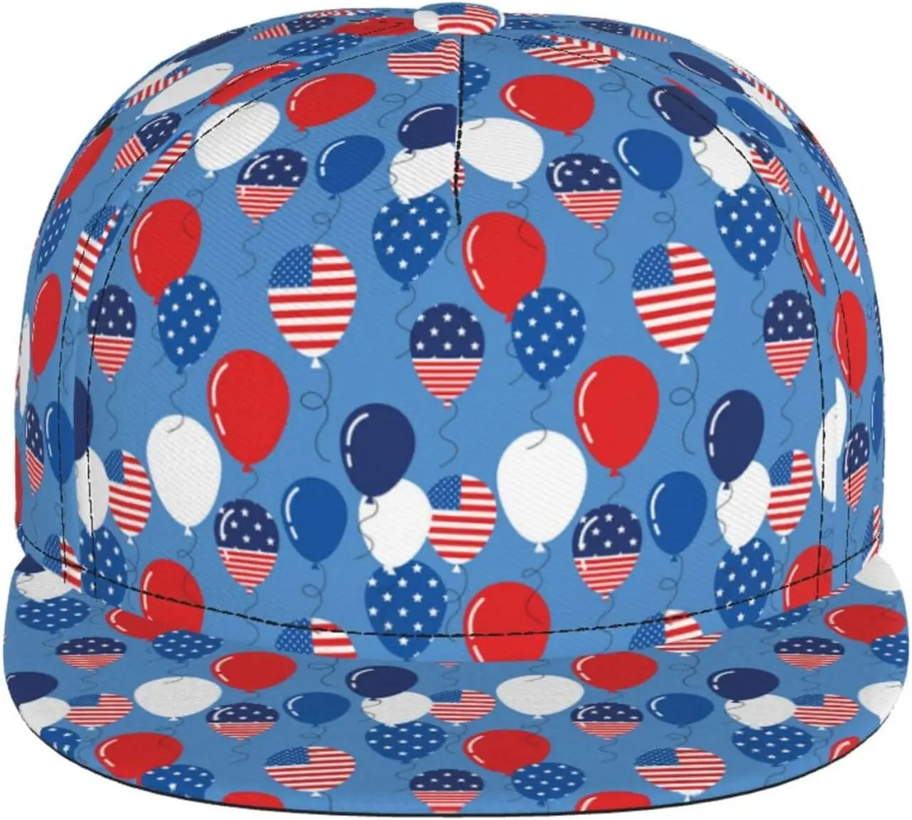 4th of July Mens Baseball Hat Cap Balloons Funny Dad Cap Golf Hat Cozy Breathable Adjustable Full Print Cap Hat Black