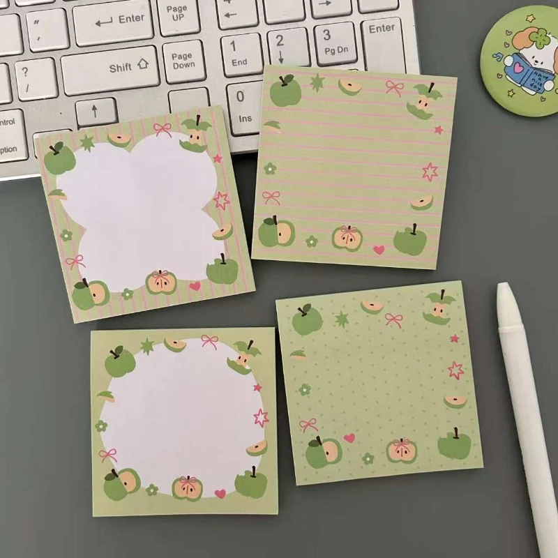 

Office School Supplies Gift Fresh Green Apple Sticky Note Original Model Student Writing Message Memo Pad Kawaii Stationery