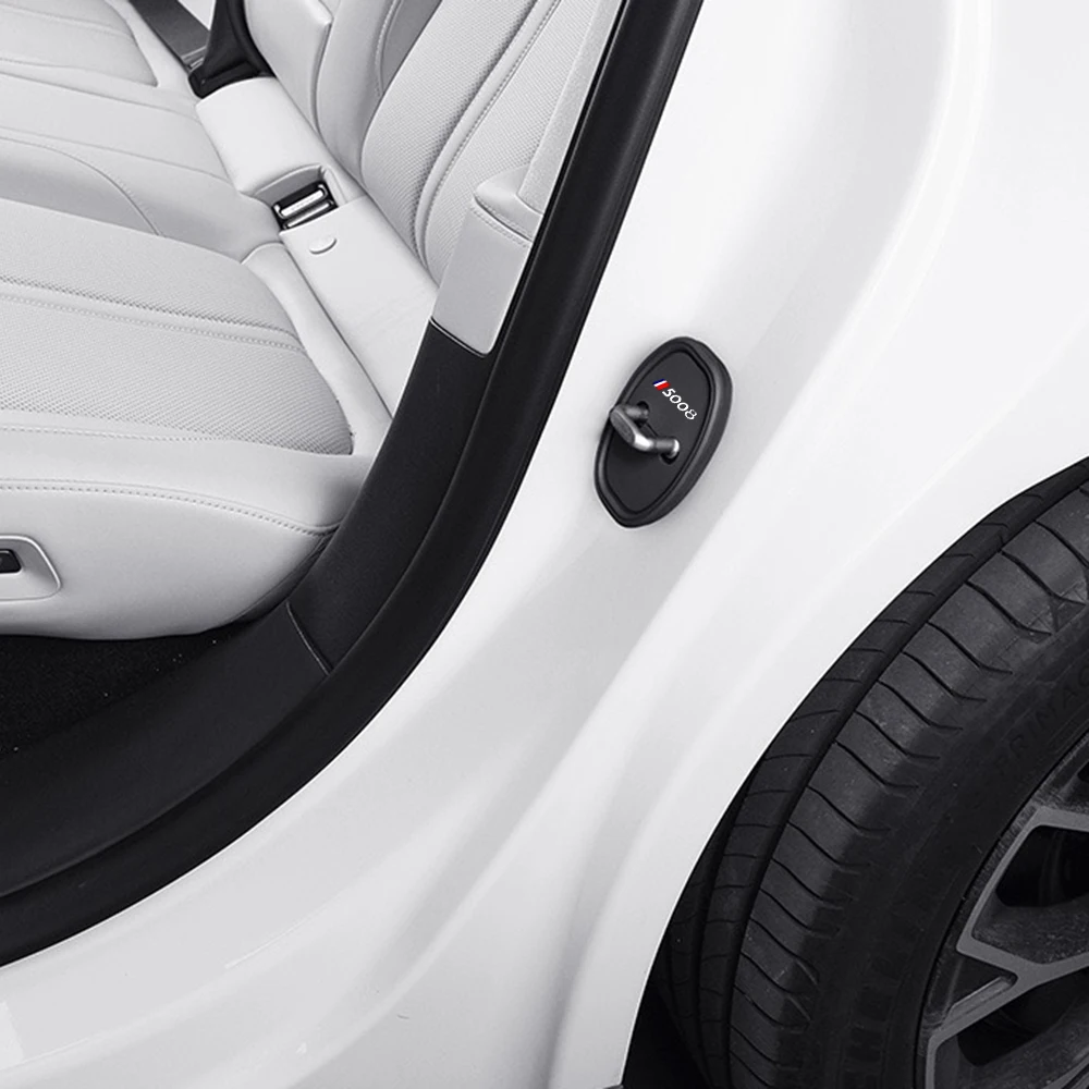 2 قطعة سيليكون قفل باب السيارة مشبك حامي غطاء مرونة امتصاص الصدمات وسادة كتم التخزين المؤقت لبيجو 5008 #6