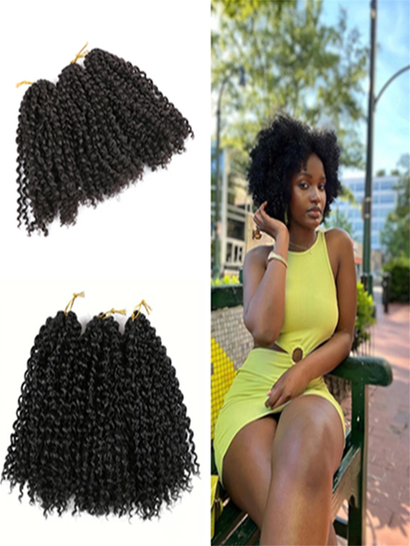 Marlybob Curly Synthetic Crochet Dreadlocks Hair Extension 3pcs 8 Inch Passion Twist Crochet Braids for Women Party And  Daily