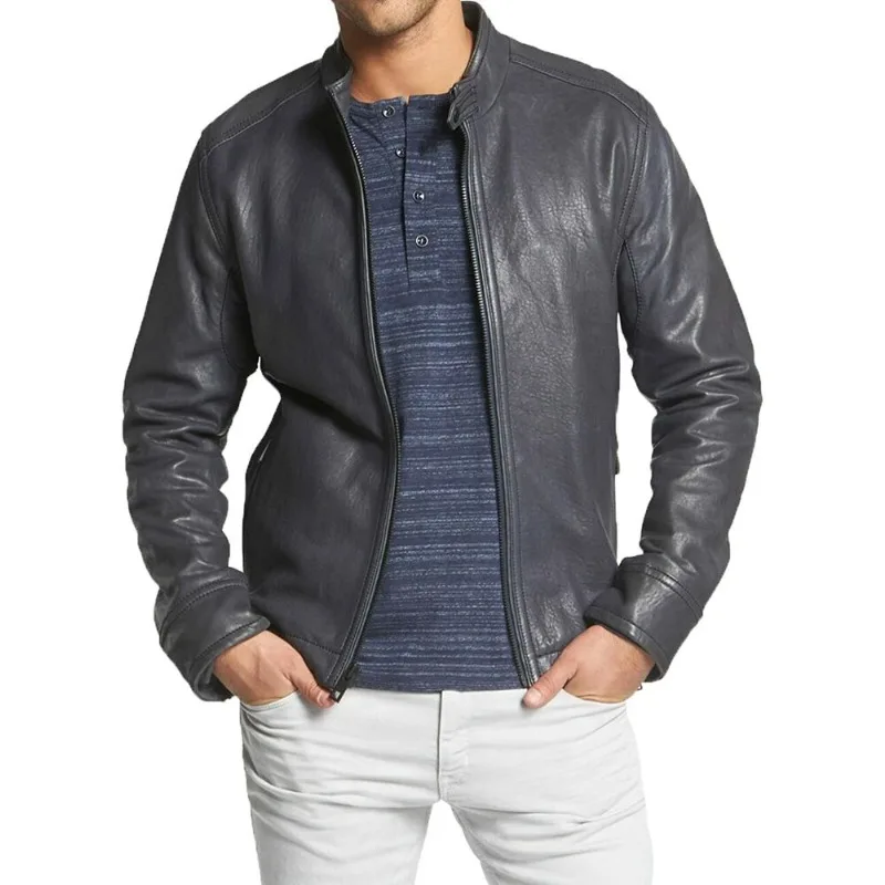 

NEW Men's Regular Wear Leather Jacket Natural Authentic NAPA Casual Biker Zipper