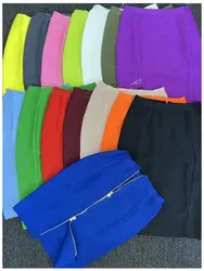 16 Colors Women Sexy Zipper Black Red Pink Bandage Skirt XL XXL Elastic Bodycon Summer Pencil Skirt 58cm