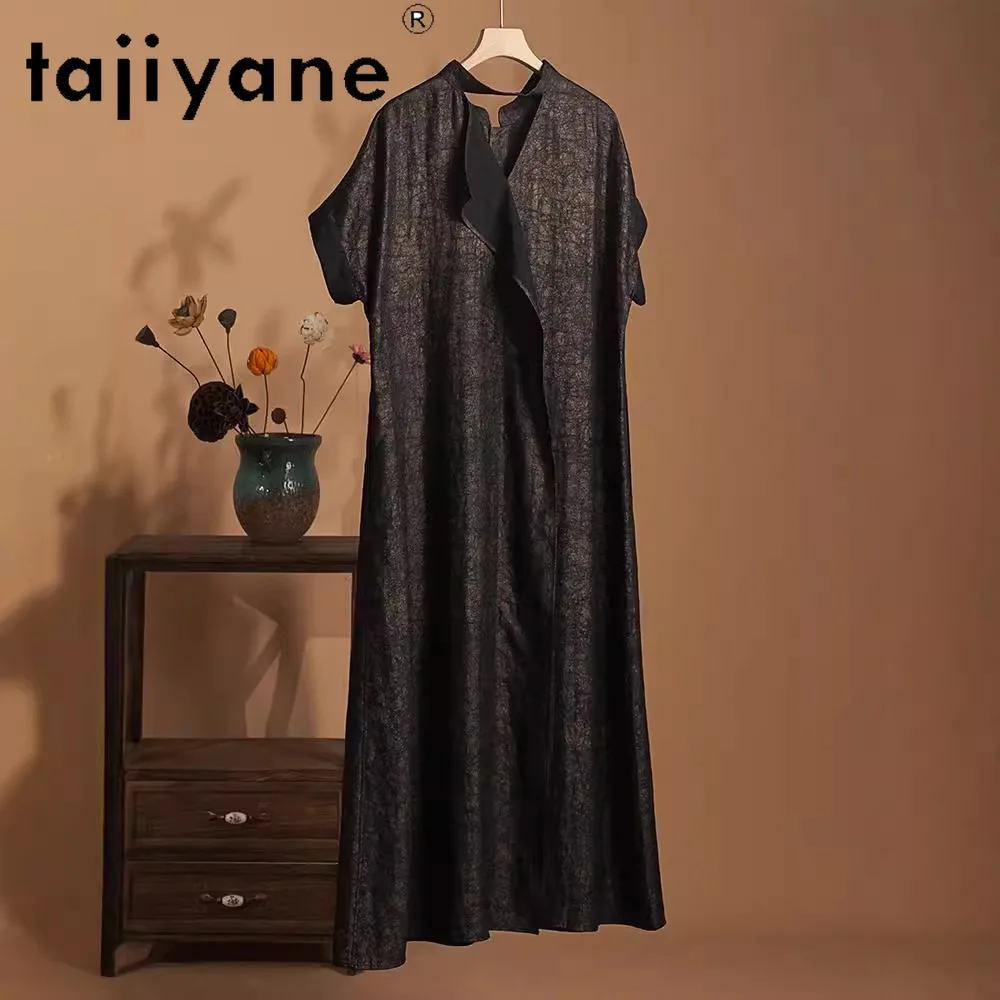 TAJIYANE 100% Real Mulberry Silk Dress Luxury Fashion Women Clothing Vintage Long Dresses Summer 2024 Woman Loose Платье Женское