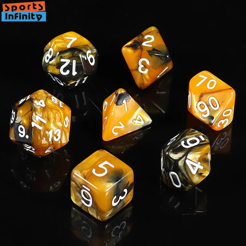 7PCS Multi-color Mixed Color Digital Dice D8D10 D12 D20 Polyhedral Digital Dice for DND TRPG Entertainment Dice Set