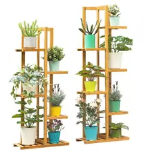 Bamboo plant stand with 5/6 tiers and flower pot holders #6
