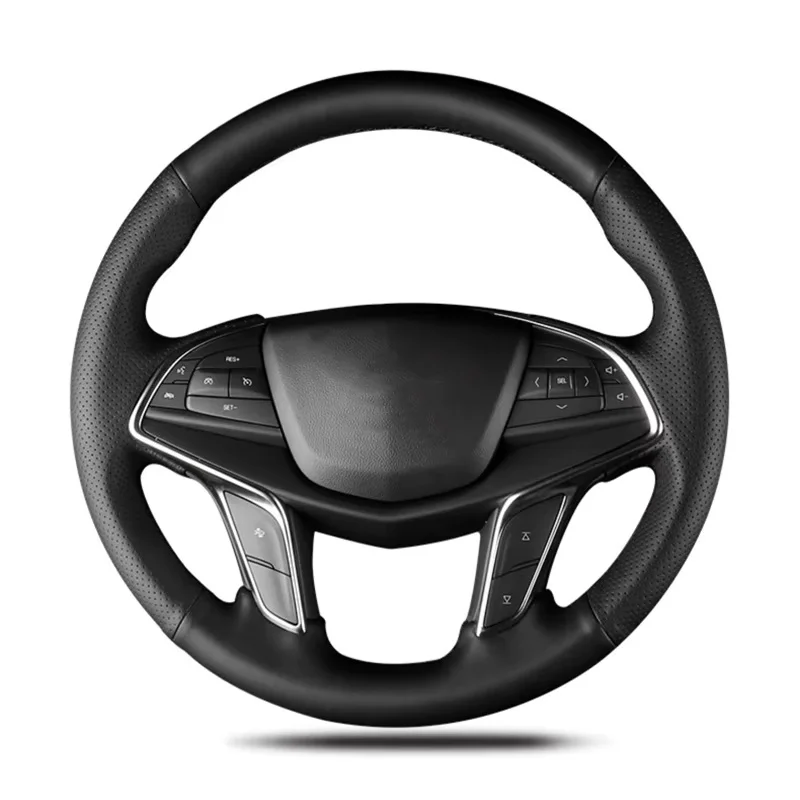 Custom Hand Sewing Microfiber leather Anti-slip Car Steering Wheel Cover For Cadillac XT5 2016-2024 Car Accessories