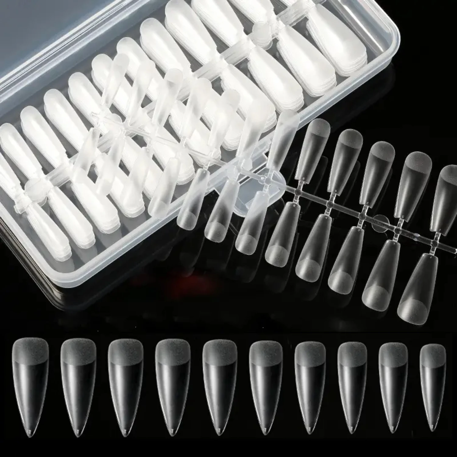 240 Pcs Matte Acrylic Coffin/Stiletto Fake Nail Capsules