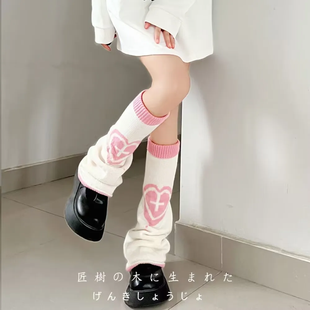 Harajuku Gothic Horn Lolita Leg Warmer JK Student CuteKnee Length Flare Socks Knitwear Leg Warmers Slouch Socks Y2k Accessories
