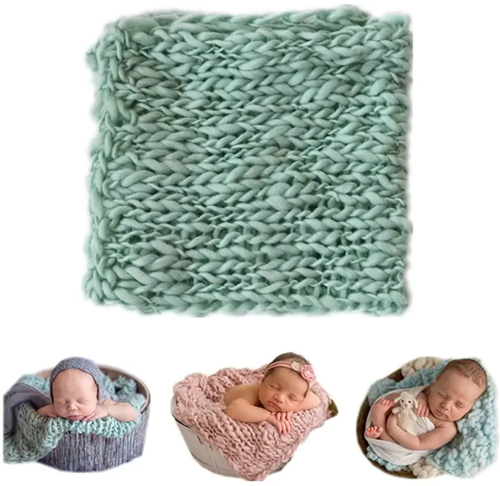 

Newborn Baby Photo Props Blanket Handmade Knitted Twist Wrap Posing Aid Backdrops for Boy Girls Photography Shoot