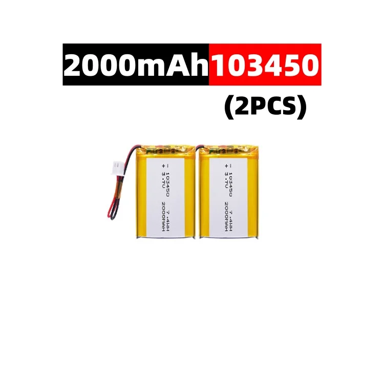 103450 3.7 V 2000 mAh Polymeer Lithium Oplaadbare Batterij jst PH 2.0mm 2pin plug voor Camera GPS navigator MP5 Bluetooth Headset