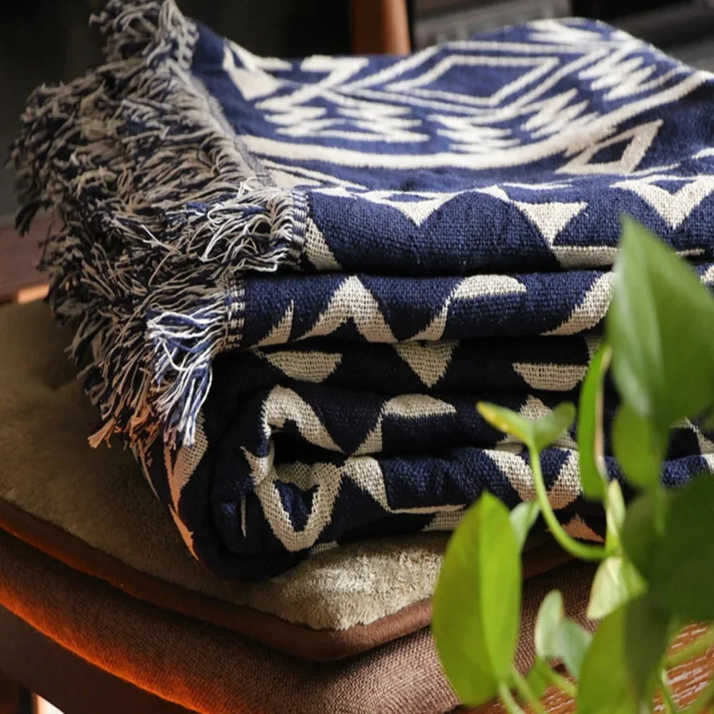 90x90cm Bohemian Plaid Blanket with Tassel for Sofa Bed Decorative Blankets Cotton Sofa Cover Throw Blanket - view 4