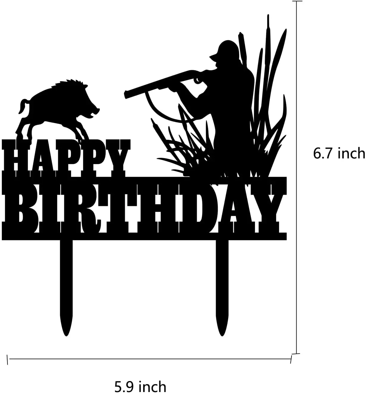 Gun Theme Happy Birthday Cake Topper Hunter With Gun With His Hunting Dog  Birthday Cake Topper for Boy\'s Men\'