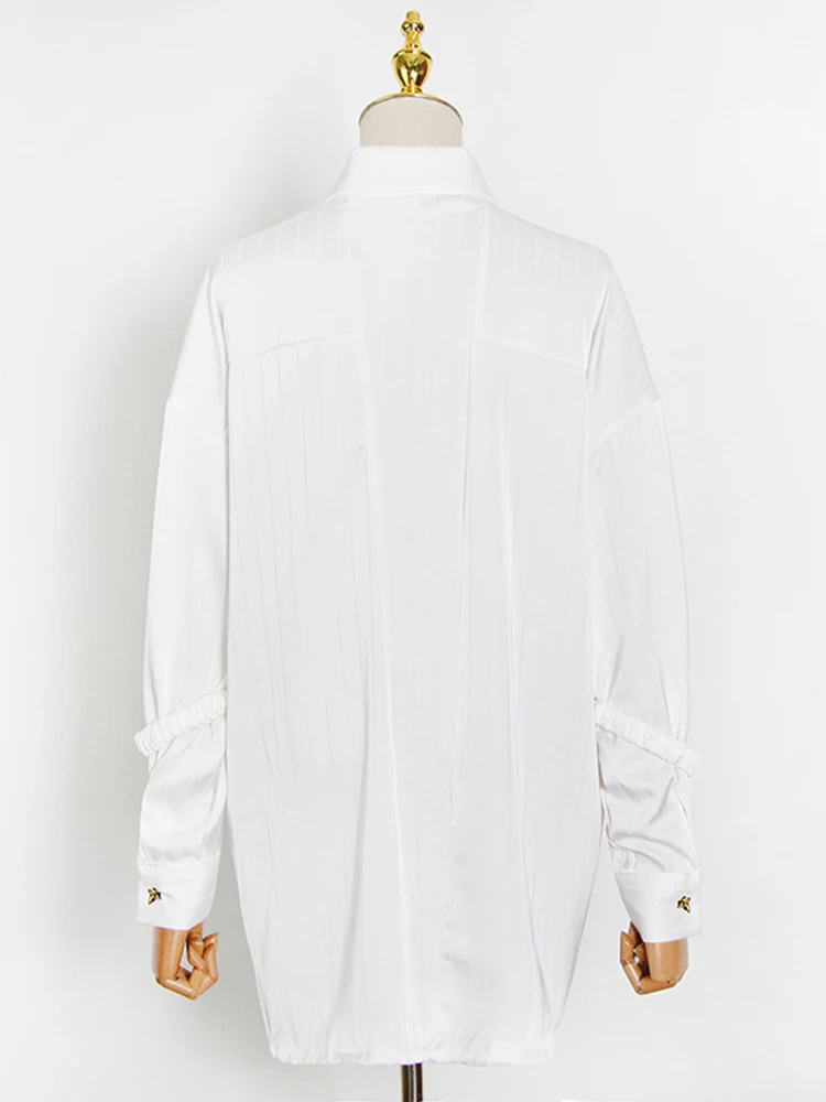 DEAT Fashion Shirts Women Lapel Single Breasted Full Sleeve Elegant Versatile Office Lady New Spring 2024 Female Cloth 15KB5738