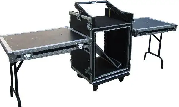 

12U + 4U = total height 16U, lower part 12U three-door shockproof combination chassis with two side tables, aviation cabinet