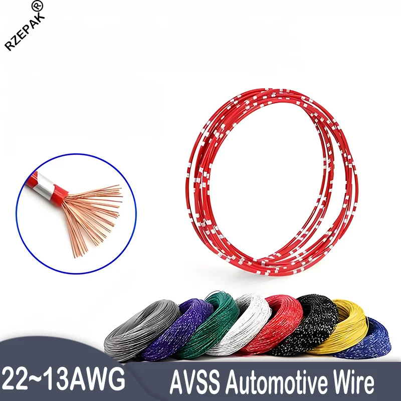 3/8m Automotive Wire AVSS Cables 22 20 18 16 15 14 13 AWG DIY Speaker Audio Car Electronic Line PVC Insulation Pure Copper Wires