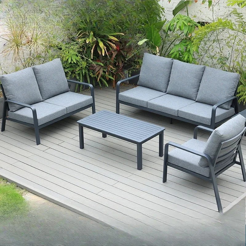 Outdoor Casual Aluminum Sofa Set Courtyard Terrace Hotel Beach Modern Solid Color Sofa Set