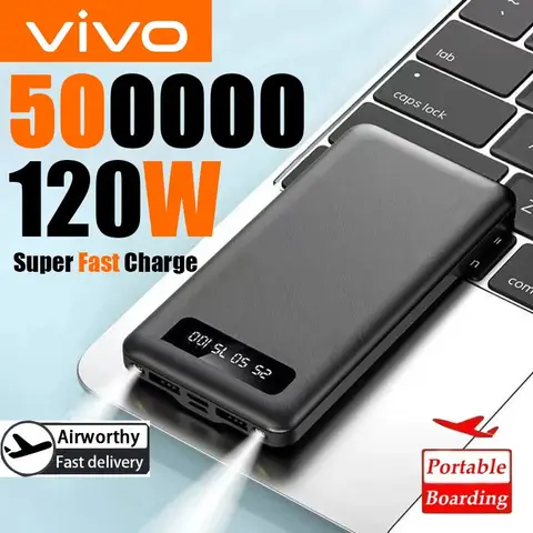 VIVO 500000mAh 120W Power Bank Super Fast Charging Battery High Capacity Digital Display Power Bank For iPhone Samsung Huawei