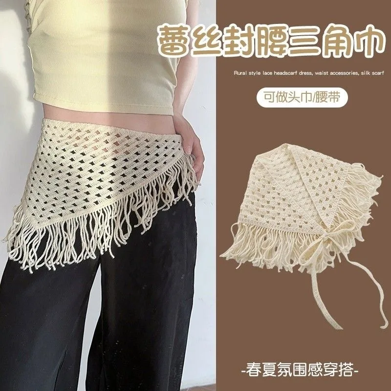Triangle Lace Scarf Vintage Irregular Crochet Hollow Knit Wrap for Women Retro Fall Winter Shawl Premium Quality Lightweight