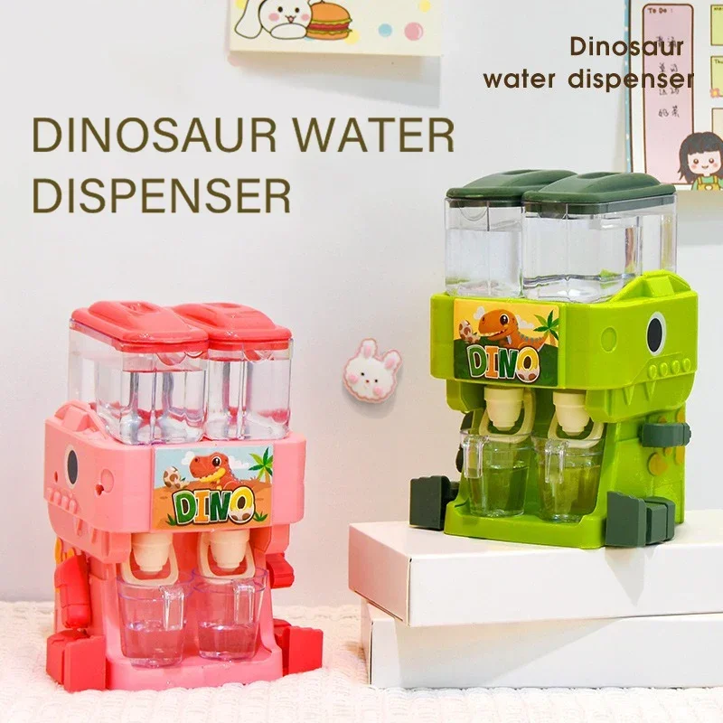 Entzückender Dinosaurier-Doppelwasserspender für Kinder, kaltes/warmes Wasser, Saft, Trinkbrunnen, Simulationsspielzeug, Küchensimulation, Spielen