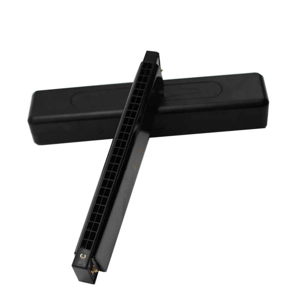 

24 Hole Plastic Harmonica Instrument For Kids Beginners Black Music Gift Christmas Birthday Blues Folk