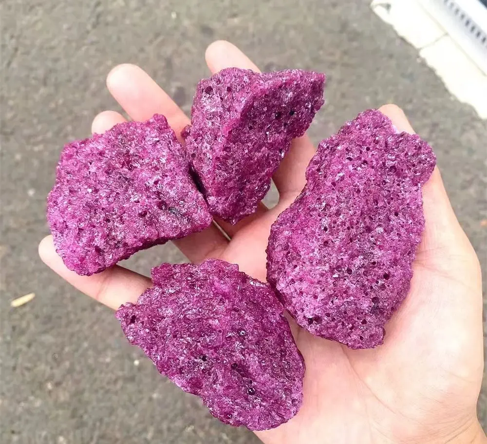 Natural Rare Mineral Energy Crystal Healing Stone Rose Red Honey Comb Ruby Raw Stone for Home Decorate