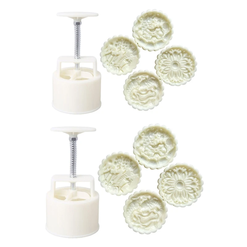 

New Mooncake Stamp Hand Pressure Tool Flower Plastic Material Baking Accessory