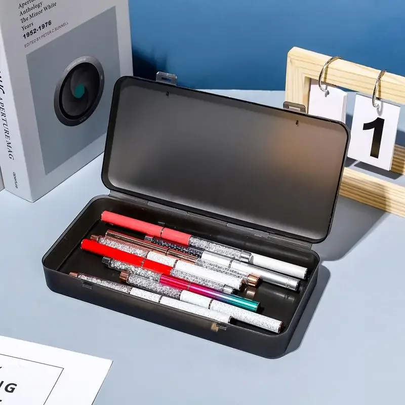 Estuche de papelería transparente de gran capacidad, almacenamiento de lápices, almacenamiento de lápices de colores, pintura de crayón para niños, bolsa de lápices para bocetos