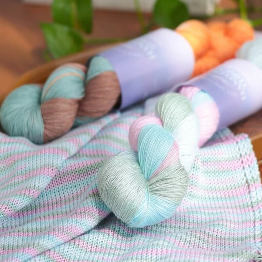100g Hand Woven Summer Carved Air Conditioning Shirt Shawl Hand Dyed Lace Cotton Thread Segment Dyed lace silk thread