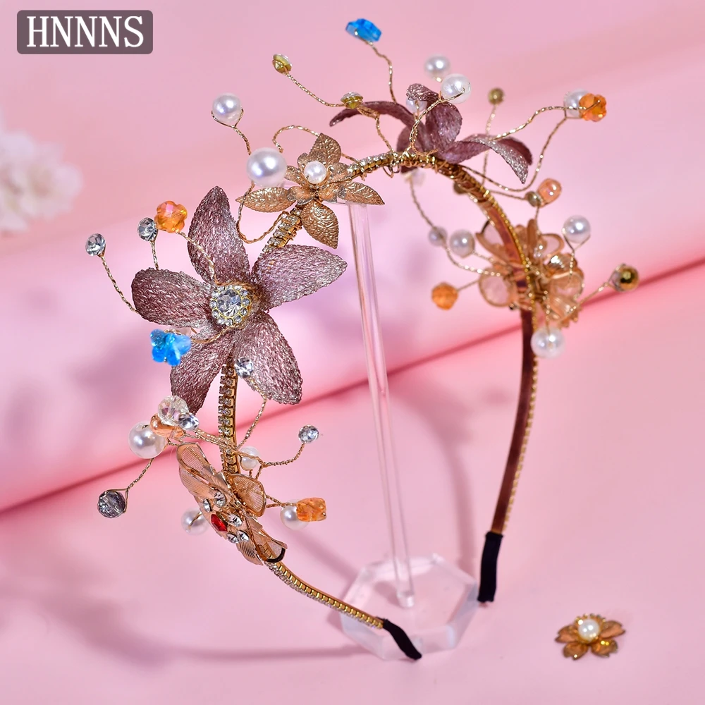 

HNNNS Elegant Flower Ladies Hair Bands Shiny Rhinestone Headdress Birthday Party Headbands Exquisite Handmade Jewelry A304